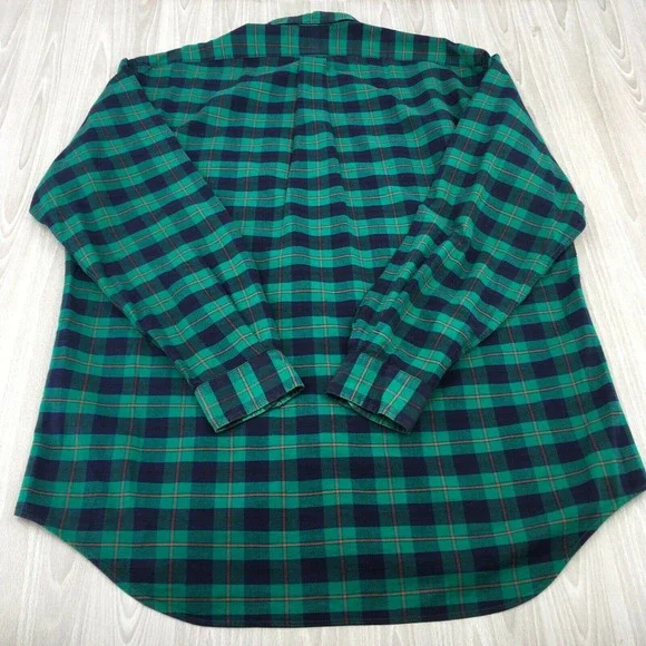 Lauren Ralph Lauren Button Shirt Men's Long‎ Sleeve Plaid Green Size: Medium - Picture 4 of 6